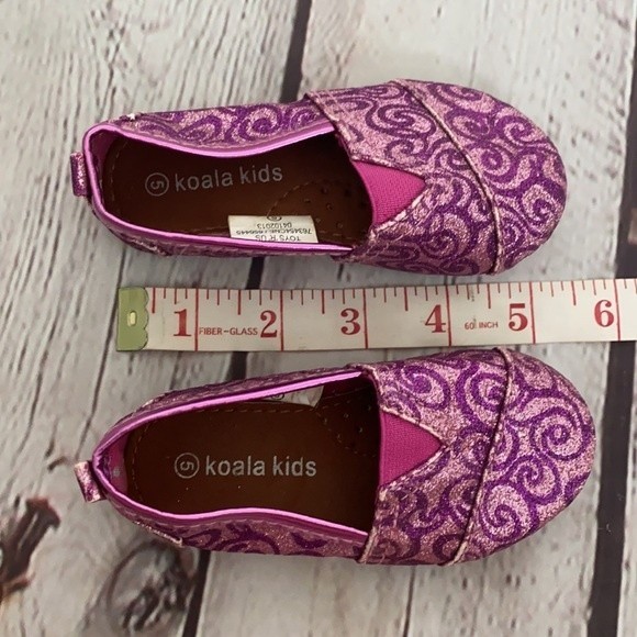 Koala Kids Pink/Magenta Glitter Swirly Alpargatas Slip Ons - Picture 4 of 5